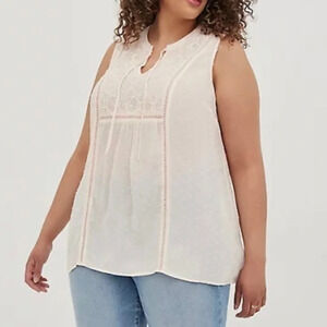 New Torrid Swiss Dot Crochet Inset Top Blouse